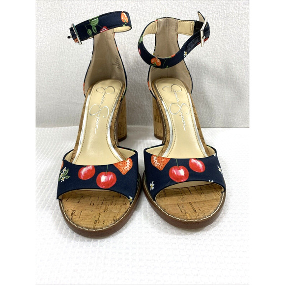 Jessica Simpson Heels Womens Size 6 Cherries Strawberries Open Toe Ankle Strap - Picture 2 of 14